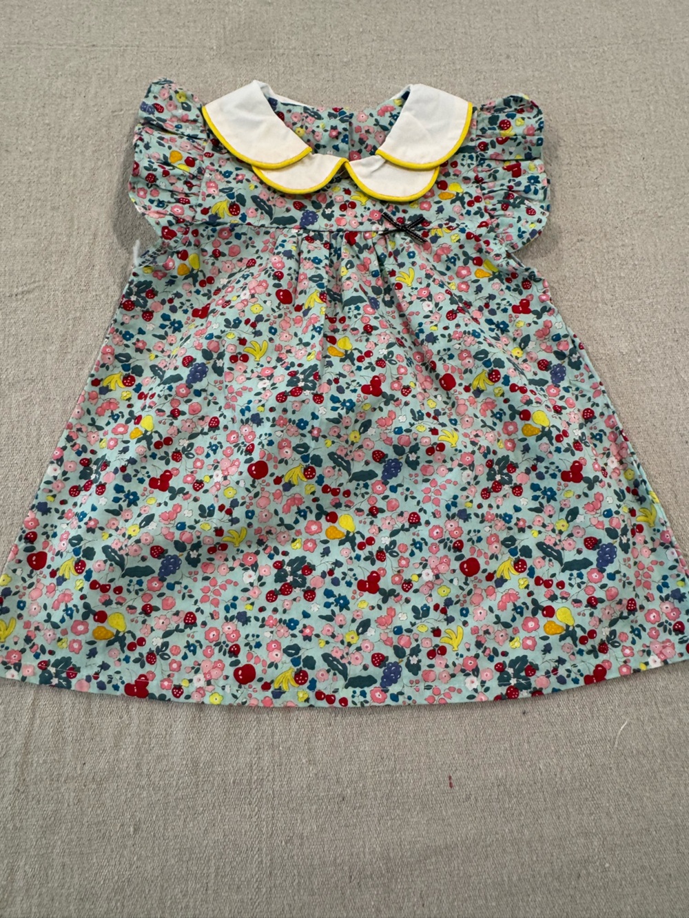 Kids Light Blue Floral Cotton Dress with White Peter Pan Collar